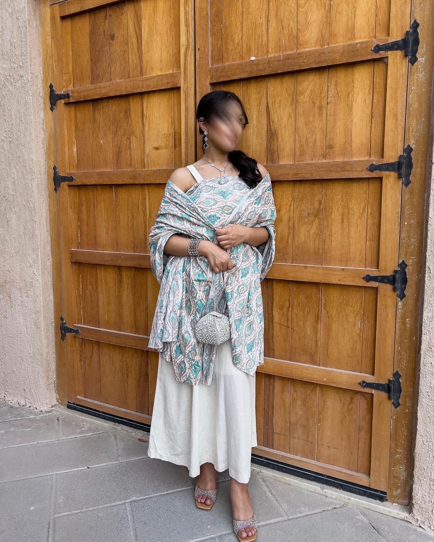 Blue linen dress