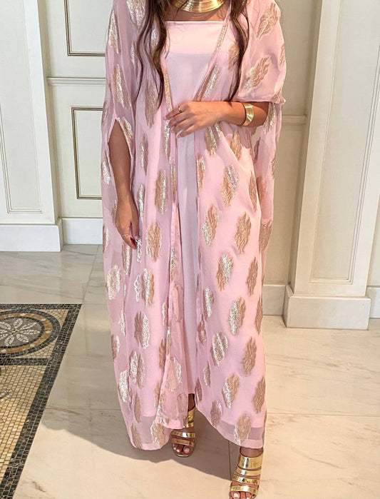 Pink dress with bisht